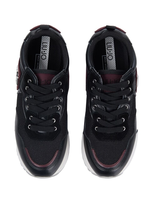 MAXI WONDER 01 Baskets en cuir et mesh noir/cramoisi - Chaussures Femme