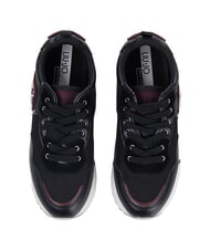 LIUJO MAXI WONDER 01 Baskets en cuir et mesh noir/cramoisi - Chaussures Femme - 4