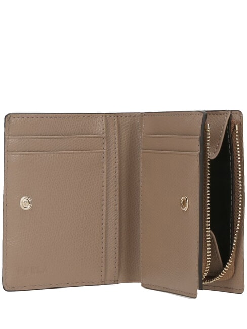 CAMELIA Portefeuille compact en cuir grège - Portefeuilles Femme