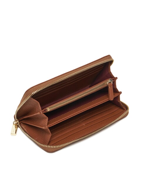 METALLIC SOFT Portefeuille en cuir texturé Cognac - Portefeuilles Femme