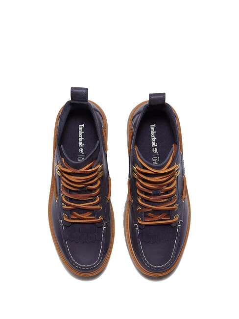 STONE STREET  Bottines en cuir &agrave; talon compens&eacute; pleine fleur bleu fonc&eacute; - Chaussures Femme