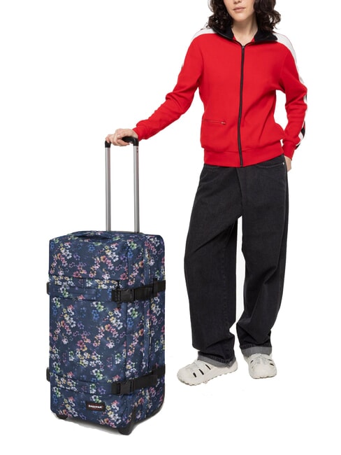 TRANSIT'R M Chariot de taille moyenne bleu marine délavé flora - Valises Semi-rigides