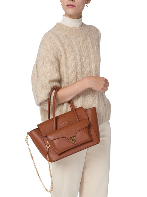DOUBLE BEAT Sac &agrave; bandouli&egrave;re Cognac - Sacs pour Femme