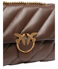 PINKO BIG LOVE PUFF Sac en cuir nappa marron châtain-or antique - Sacs pour Femme - 3