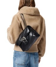 PINKO CLASSIC LOVE PUFF Sac en cuir nappa noir-vieil argent - Sacs pour Femme - 7