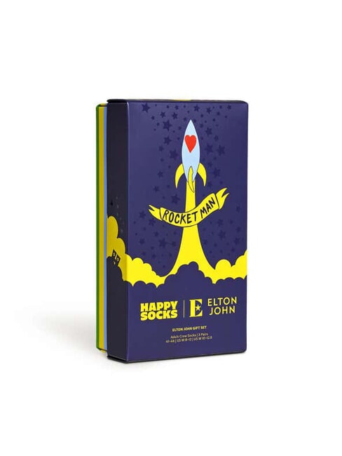 ELTON JOHN Coffret cadeau de 3 paires de chaussettes noir - Chaussettes pour hommes