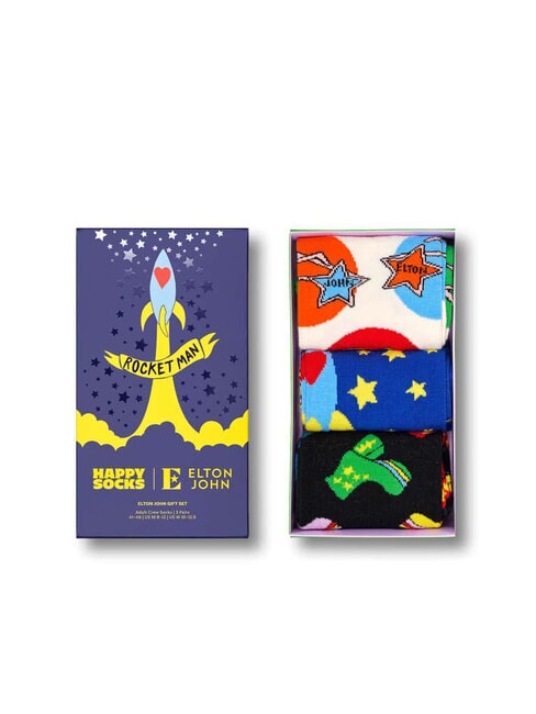 ELTON JOHN Coffret cadeau de 3 paires de chaussettes noir - Chaussettes pour hommes