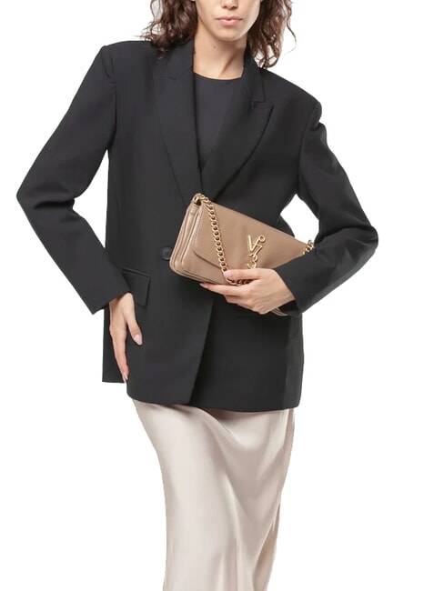 LOUISE Sac à bandoulière moyen avec poignée en chaîne taupe - Sacs pour Femme