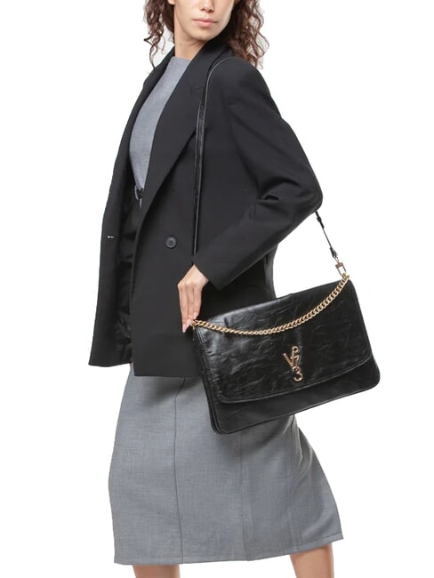 LOUISE Grand sac à bandoulière avec anse en chaîne noir - Sacs pour Femme