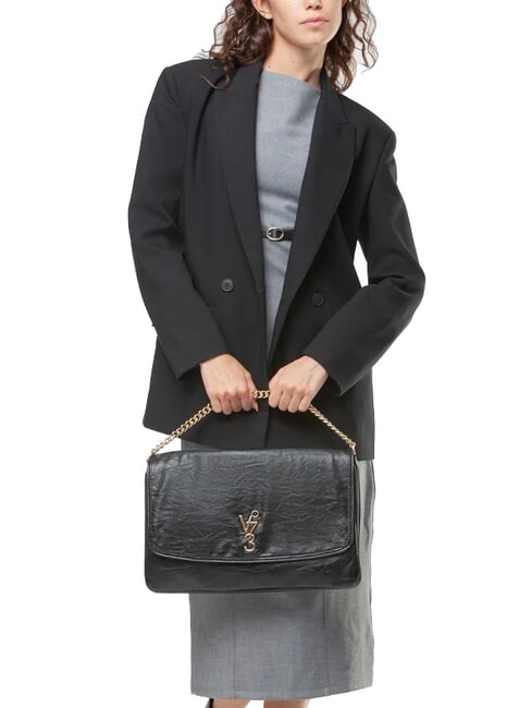 LOUISE Grand sac à bandoulière avec anse en chaîne noir - Sacs pour Femme