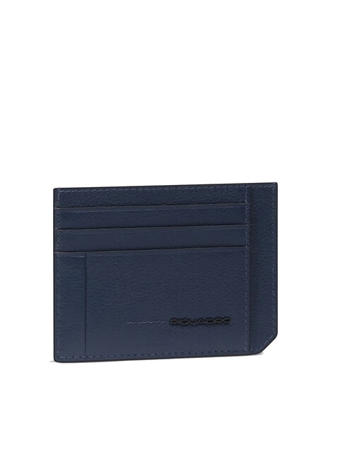 W137 Porte-cartes de crédit plat en cuir bleu - Portefeuilles Homme