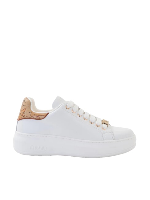 GEO Baskets à plateforme en cuir lisse blanc - Chaussures Femme