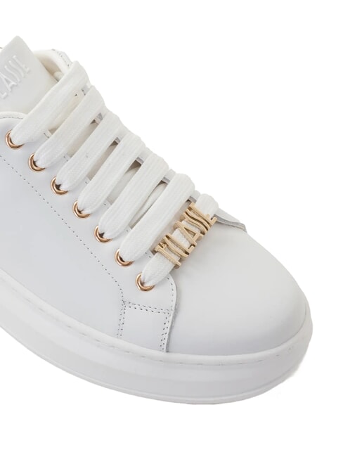 GEO Baskets à plateforme en cuir lisse blanc - Chaussures Femme