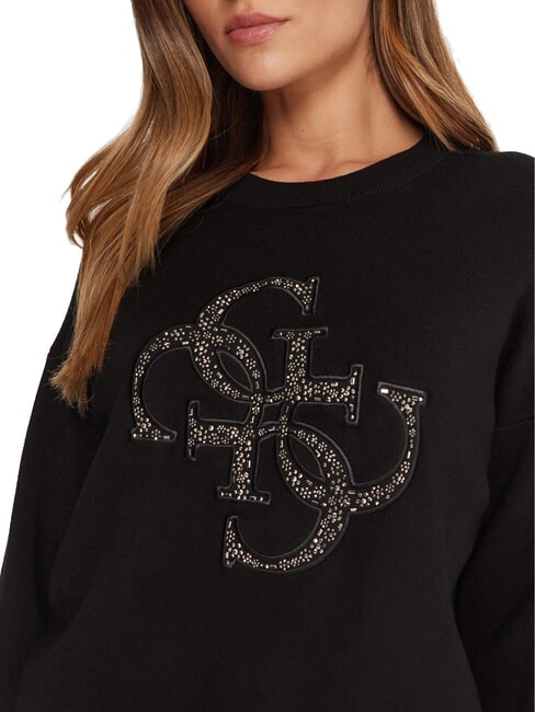 SILVIE LOGO Pull col rond avec strass jetbla - Chandails pour femmes