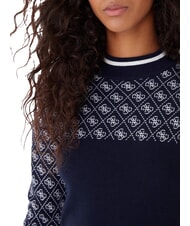 GUESS MOCK NECK AUBREY 4G Pull coupe slim 4g bleu et crème - Chandails pour femmes - 3