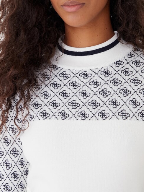 MOCK NECK AUBREY 4G Pull coupe slim 4 g de cr&egrave;me et de bleu - Chandails pour femmes