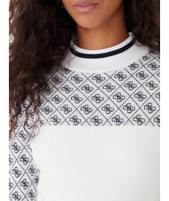 GUESS MOCK NECK AUBREY 4G Pull coupe slim 4 g de cr&egrave;me et de bleu - Chandails pour femmes - 3