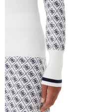 GUESS MOCK NECK AUBREY 4G Pull coupe slim 4 g de cr&egrave;me et de bleu - Chandails pour femmes - 4