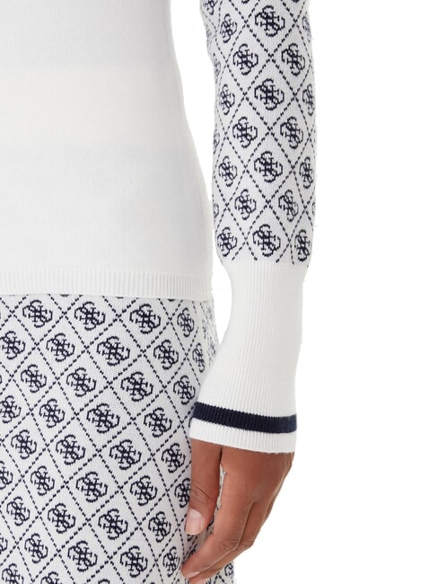 MOCK NECK AUBREY 4G Pull coupe slim 4 g de cr&egrave;me et de bleu - Chandails pour femmes