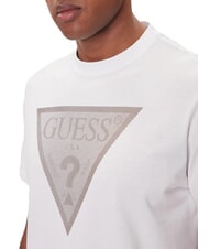 GUESS TRIANGLE LOGO T-shirt à manches courtes coupe régulière blanc pur - T-shirt - 3