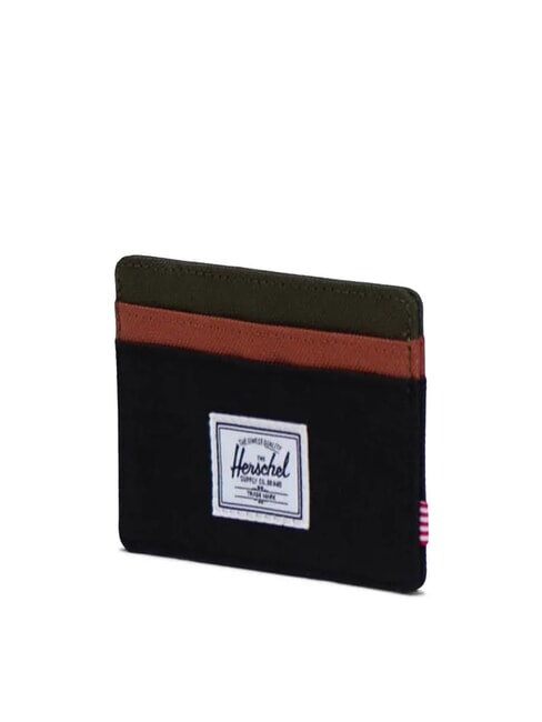 CHARLIE  Porte-carte plat noir/vert lierre/chutney - Portefeuilles Femme