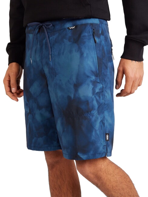 VOYAGE TIE DYE Costume short long bleu sarcelle-noir - Maillots de bain