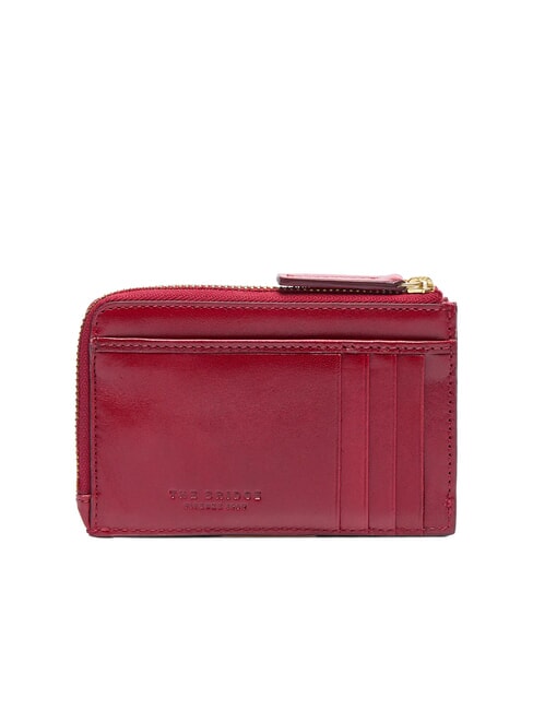 STORY DONNA Porte-cartes plat en cuir avec fermeture éclair cassis / or - Portefeuilles Femme