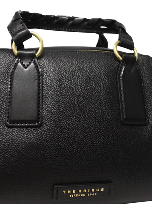 INES Sac cartable en cuir avec bandoulière black Gold - Sacs pour Femme