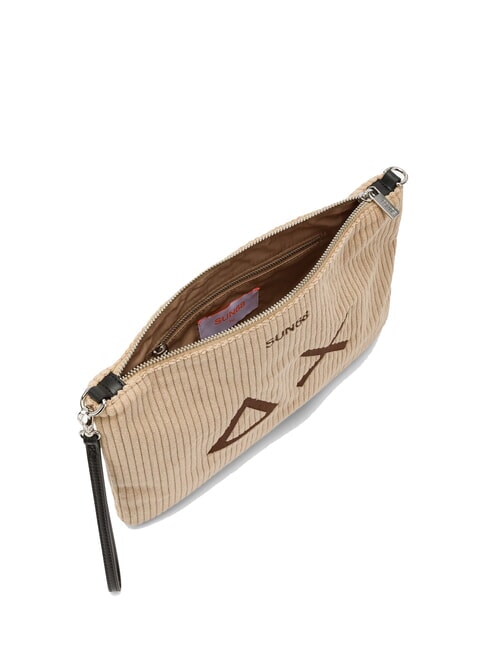 CORDUROY Pochette avec dragonne et bandoulière beige - Sacs pour Femme