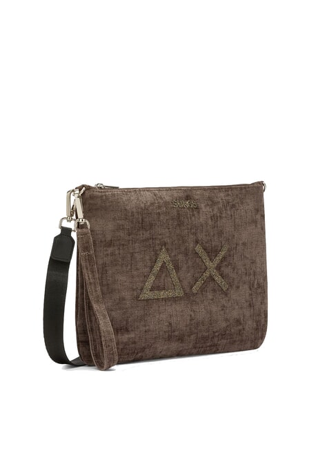 VELVET Pochette en polyserine et bandoulière boue - Sacs pour Femme