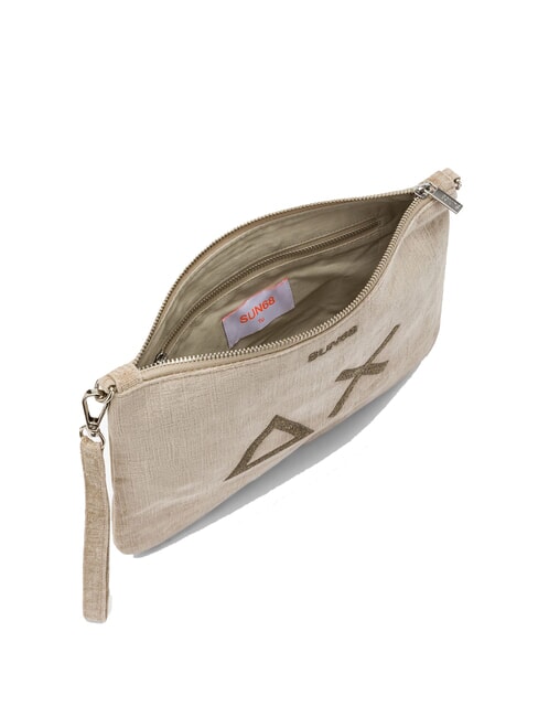 VELVET Pochette en polyserine et bandoulière beige - Sacs pour Femme