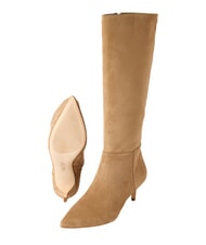 RALPH LAUREN MCKAY Bottes hautes en cuir suédé à talon bas chameau - Chaussures Femme - 6