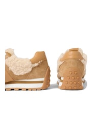 RALPH LAUREN DANI Baskets en cuir avec empiècements en peau de mouton naturel/chameau/chamois - Chaussures Femme - 4