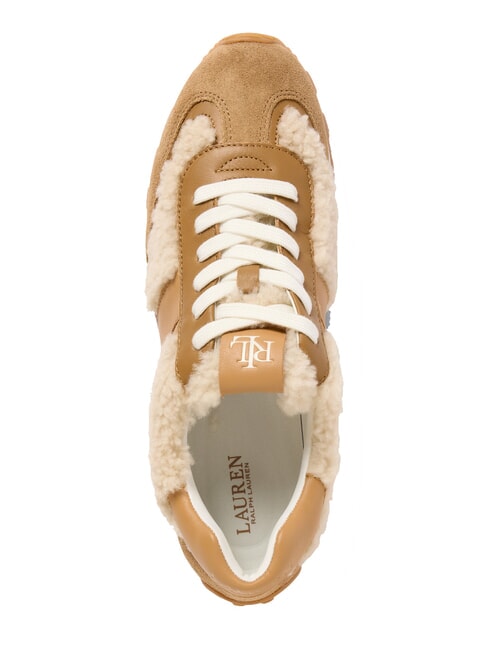 DANI Baskets en cuir avec empiècements en peau de mouton naturel/chameau/chamois - Chaussures Femme
