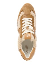RALPH LAUREN DANI Baskets en cuir avec empiècements en peau de mouton naturel/chameau/chamois - Chaussures Femme - 3
