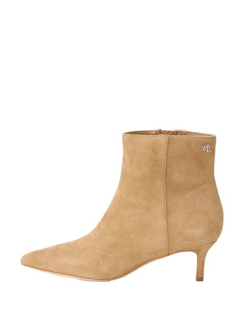 MCKAY Bottines à talons bas en cuir suédé chameau - Chaussures Femme