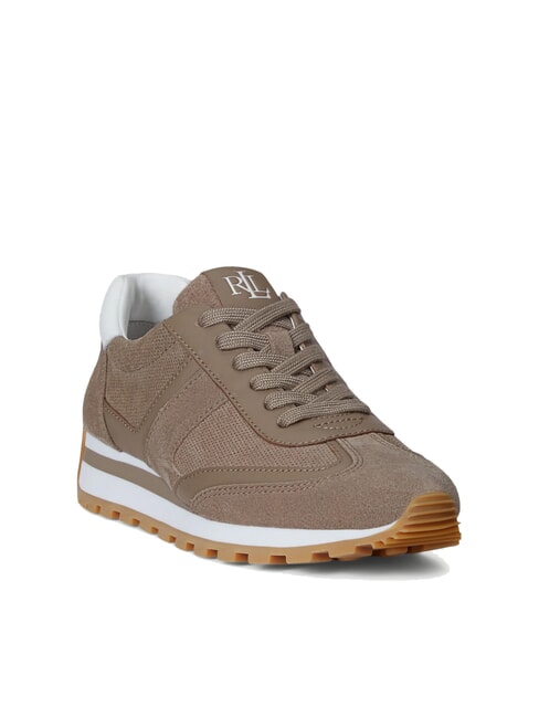 DANI Baskets micro-perfor&eacute;es en cuir su&eacute;d&eacute; marron taupe/marron taupe/blanc - Chaussures Femme