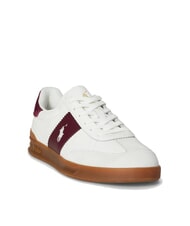 RALPH LAUREN HERITAGE AERA Baskets en cuir blanc cass&eacute;/vin - Chaussures Homme - 3