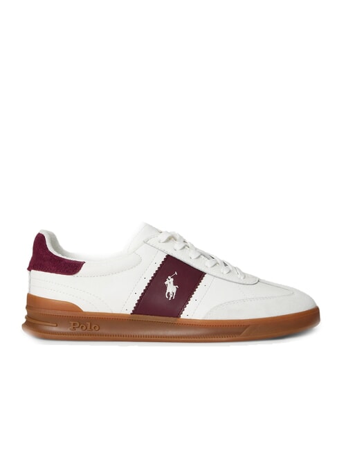 HERITAGE AERA Baskets en cuir blanc cass&eacute;/vin - Chaussures Homme