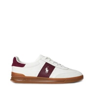 RALPH LAUREN HERITAGE AERA Baskets en cuir blanc cass&eacute;/vin - Chaussures Homme - 2