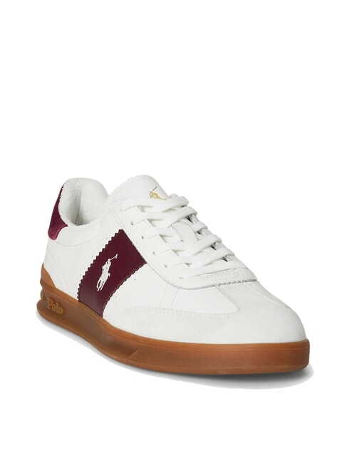 HERITAGE AERA Baskets en cuir blanc cass&eacute;/vin - Chaussures Homme