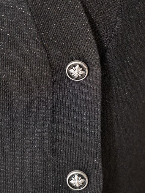 PEACEFUL Cardigan en lurex avec boutons noir - Chandails pour femmes