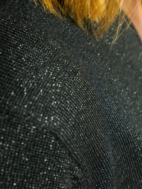 PEACEFUL Cardigan en lurex avec boutons noir - Chandails pour femmes