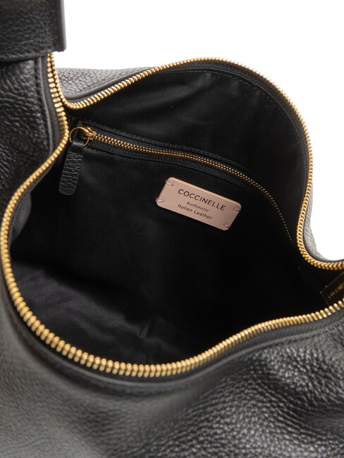 RHEA Sac à bandoulière en cuir avec bandoulière Noir - Sacs pour Femme