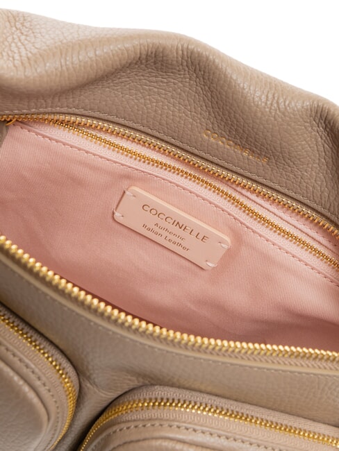 HYLE Sac en cuir double fonction de taille moyenne taupe chaud - Sacs pour Femme