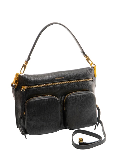 HYLE Sac en cuir double fonction de taille moyenne Noir - Sacs pour Femme