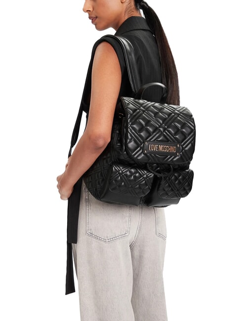 QUILTED Sac à dos avec deux poches Noir - Sacs pour Femme
