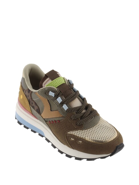 LUNA Baskets patchwork à semelle crantée chocolat - Chaussures Femme