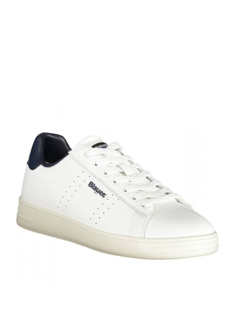 GRANT  Baskets en cuir blanc/bleu marine - Chaussures Homme