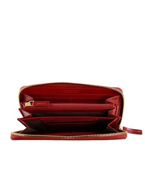 STORY DONNA Grand portefeuille en cuir zippé cassis / or - Portefeuilles Femme